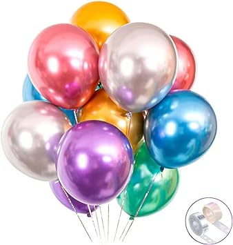 12 Inch Balloons Metallic (100 Pack)