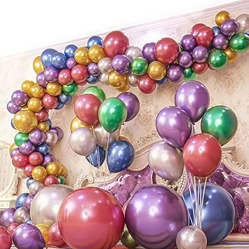 12 Inch Balloons Metallic (100 Pack)