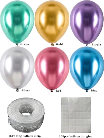 12 Inch Balloons Metallic (100 Pack)