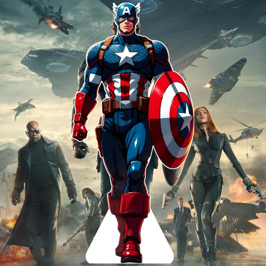 Captain - Movie Character Cardboard Cutout, Stand Up Prop, Waterproof, Corrugated Plastic, Support Included, Multi-Size Options - America -1