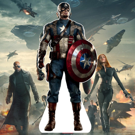 Captain - Movie Character Cardboard Cutout, Stand Up Prop, Waterproof, Corrugated Plastic, Support Included, Multi-Size Options - America -3