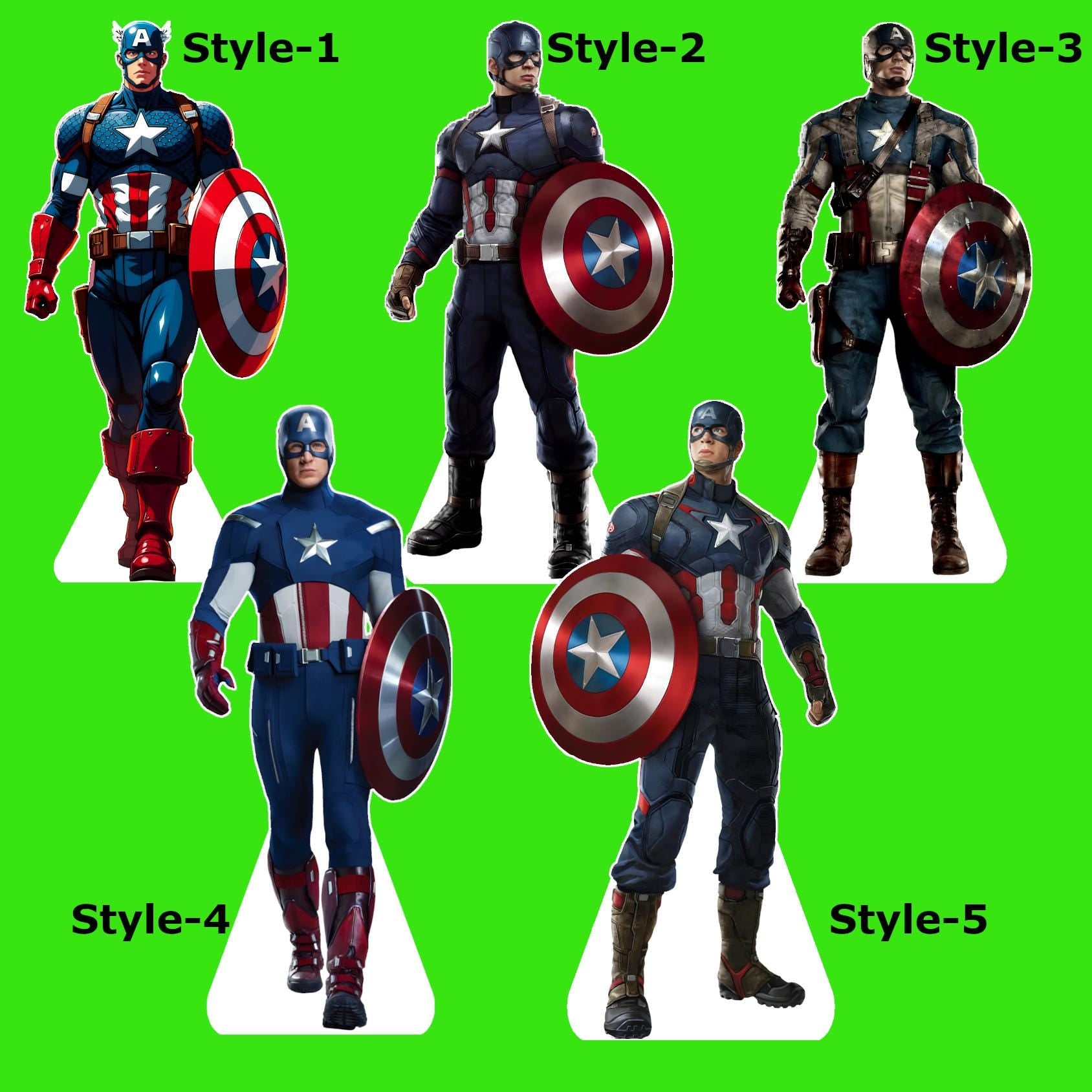 Captain - Movie Character Cardboard Cutout, Stand Up Prop, Waterproof, Corrugated Plastic, Support Included, Multi-Size Options - America -2