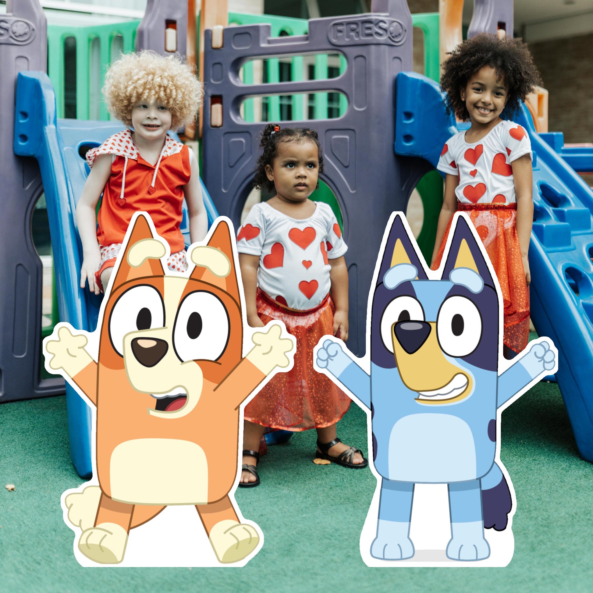 Bluey and Bingo Cutout, Stand Up, Waterproof, High Resolution Printing, Multi Size Options